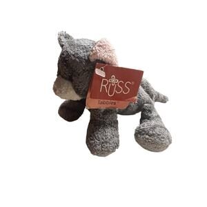 Russ Berries Luv Pets Tabbies 5" Striped Gray Cat w/ Tags 23250 Soft Chamois